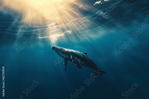 Image of whale swimming in the ocean