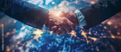 A strategic partnership concept illustrating a global expansion effort, where businesses collaborate to enter new markets and share risks and rewards