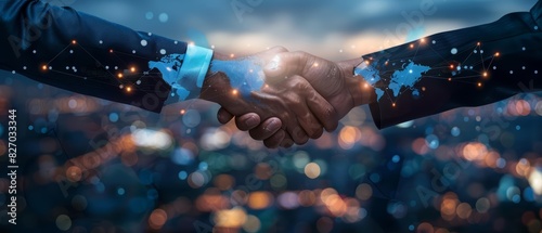 A strategic partnership concept illustrating a global expansion effort, where businesses collaborate to enter new markets and share risks and rewards