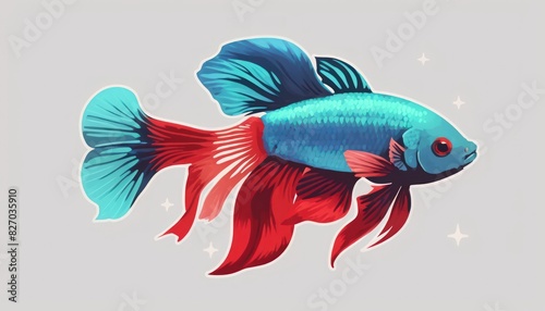 betta fish Double Tail or Double Tail Betta pink and blue with red