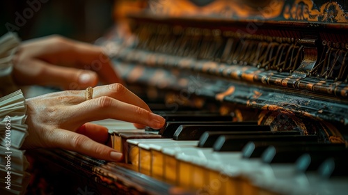 The hands playing the piano belong to a beautiful woman.