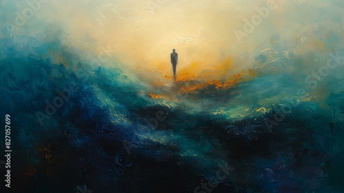 Abstract Painting of a Man Standing Alone