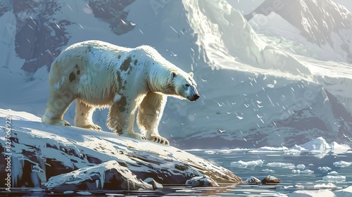 Captivating polar bear sighting with tourists on a cold arctic expedition