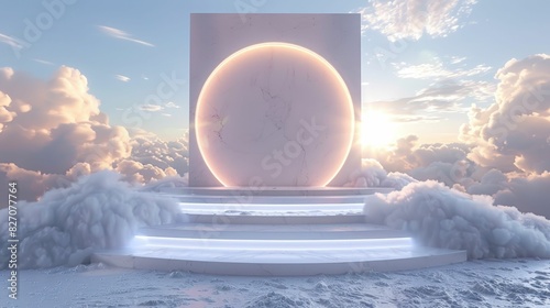 Serene and heavenly themed product podium