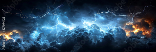lightning strike on black background, lightning strike on dark sky, Lightning storm.natural disasters, storms, thunderstorms, lightning,