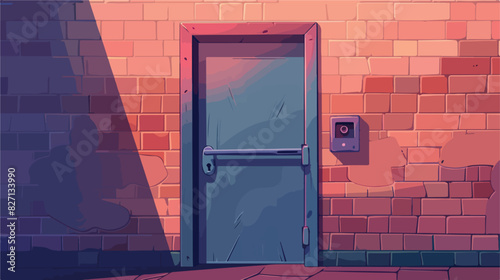 Metal door locked. Security and privacy concept Cartoon