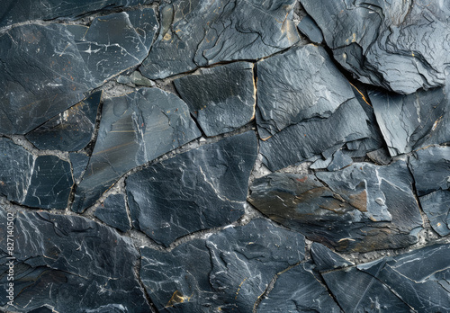 A closeup shot of the rugged texture and patterns on black basalt rock, emphasizing its unique features. Created with Ai