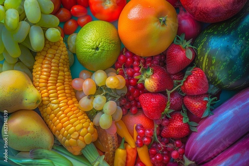 Colorful Produce Bright, colorful fruits and vegetables as the backdrop