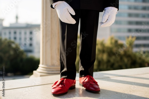 close up of shoes of greek presidential guardsman