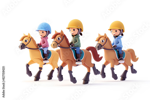 乗馬練習する子供たち