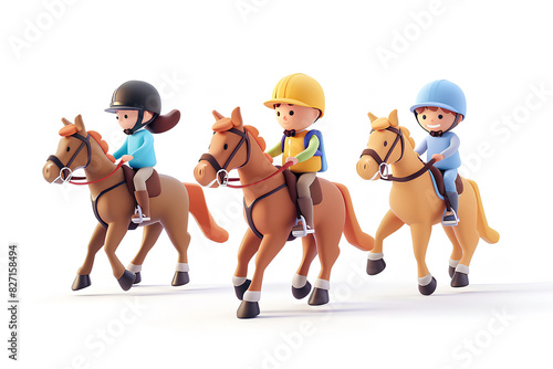乗馬練習する子供たち