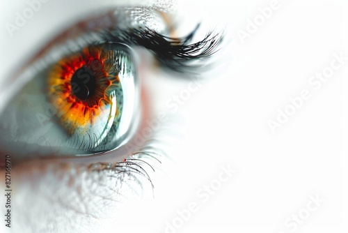 Close-up of a colorful human eye with detailed reflection in the iris.