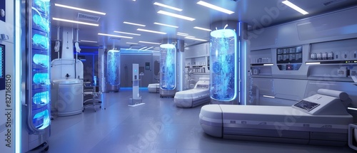 Design a futuristic cryonics lab