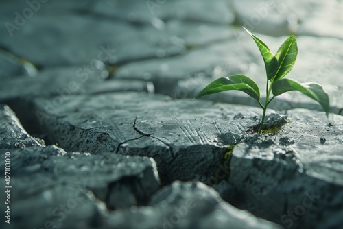 Growing Plant Breaking Through Concrete Resilience, growth, and overcoming challenges