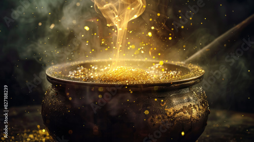 Magical Brew Cauldron Bubbling Close-up