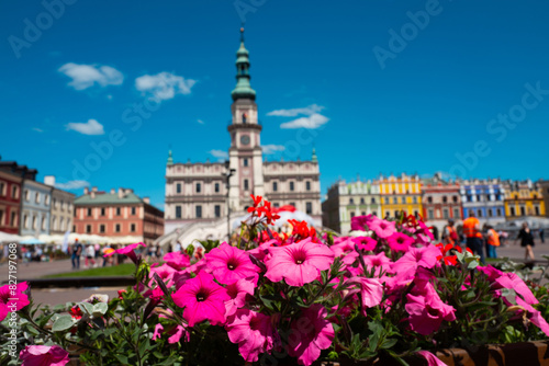 2023-05-31; Historical town hall square. Zamosc. Poland.