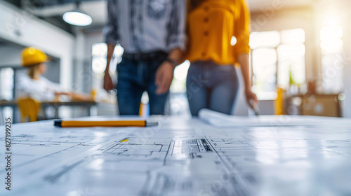 Business professionals planning a construction project around a table