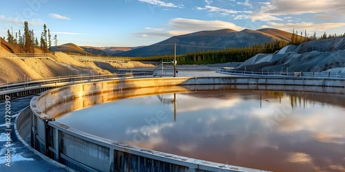 Advanced Water Treatment and Containment Systems in a Uranium Mine Tailings Pond. Concept Mining, Water Treatment, Containment Systems, Advanced Technology, Uranium Tailings Pond