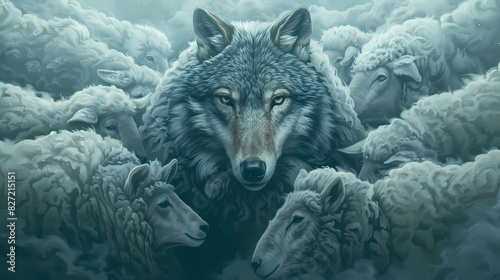 wolf in sheeps clothing metaphorical illustration 