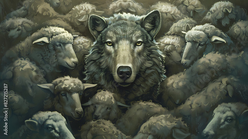 wolf in sheeps clothing metaphorical illustration 
