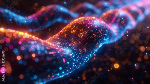 A vibrant 3D depiction of cybersecurity measures, showing digital locks and encrypted pathways within a neural network, illuminated by a spectrum of colors against a bokeh-rich backdrop.