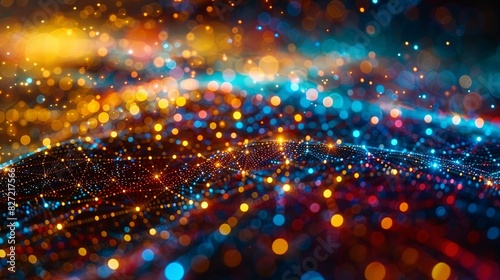 A creative depiction of cybersecurity measures, showing digital locks and encrypted pathways within a neural network, illuminated by a spectrum of colors against a bokeh-rich backdrop.