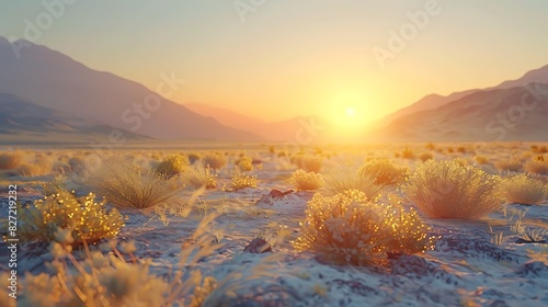 A desert landscape at dawn