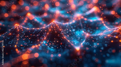 A creative depiction of cybersecurity measures, showing digital locks and encrypted pathways within a neural network, illuminated by a spectrum of colors against a bokeh-rich backdrop.