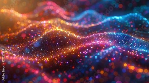 An abstract illustration of a neural network, with colorful data streams and nodes set against a bright, vibrant background enhanced by a bokeh effect to symbolize AI complexity.