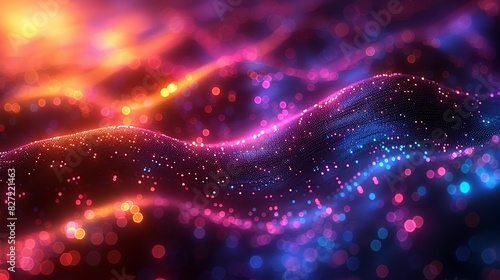 A futuristic portrayal of big data streams, with colorful data nodes and pathways glowing in various hues, set within a bright, dynamic environment with a soft bokeh effect to emphasize the digital