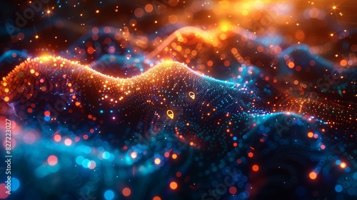 A creative depiction of cybersecurity measures, showing digital locks and encrypted pathways within a neural network, illuminated by a spectrum of colors against a bokeh-rich backdrop.