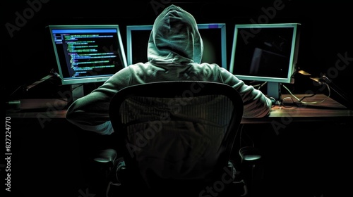 Cyber Shadow: Enigmatic Hacker Delving into Code Secrets