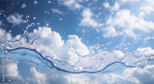 夏の太陽にキラキラ輝きさわやかな青空に飛び散る細かい水の滴と水しぶき 夏休み・水遊び・水鉄砲・プール・海・潮・公園