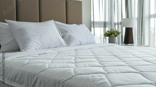 Close-up of white mattress protector on bed for enhanced comfort and hygiene benefits
