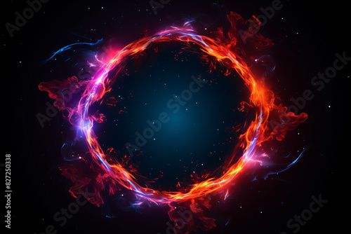 glowing colorful circular frame on a black background