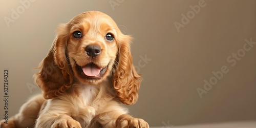 Adorable young cocker spaniel puppy with floppy ears and cheerful tail wagging. Concept Pets, Dogs, Cocker Spaniel, Puppy, Adorable