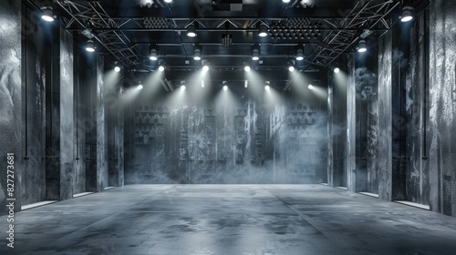 Modern gray concert stage background, enhancing the ambiance and visual appeal of live performances