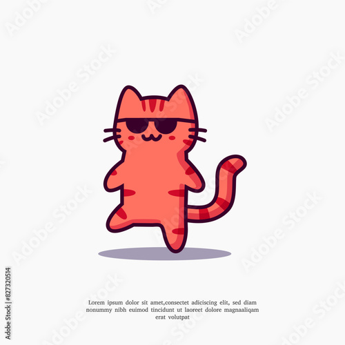 cute illustration of rad cat in flat design style