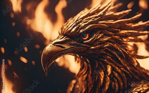 Close-up of the fire phoenix, an animal of imagination.
