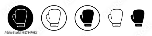 Boxing glove icon collection. Boxer combat fight gloves vector icon. Boxing ring match hand gloves symbol.