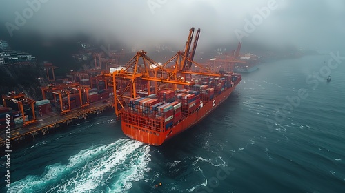 container ship unloading crane ship seaport global business logistics import export freight shipping transportation worldwide container ship