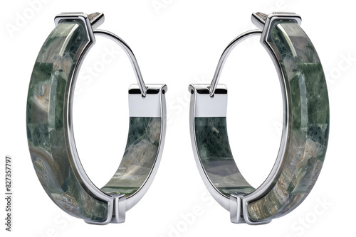 Stone hoop earrings isolated on transparent background.