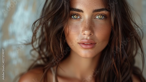 gorgeous brunette sporting a brown lip colour lovely brunette girl with long hair an up close view of a young brunette woman