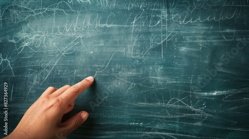 Hand of a school teacher erasing chalk