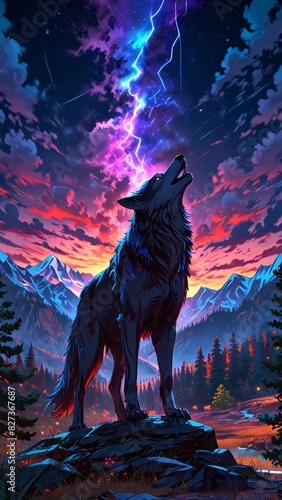 wolf howling at the moon