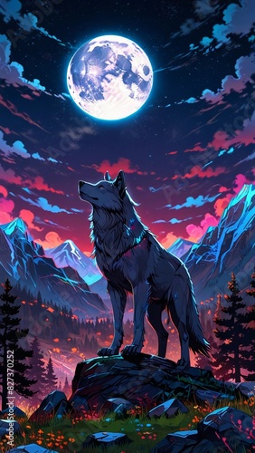 wolf howling at the moon