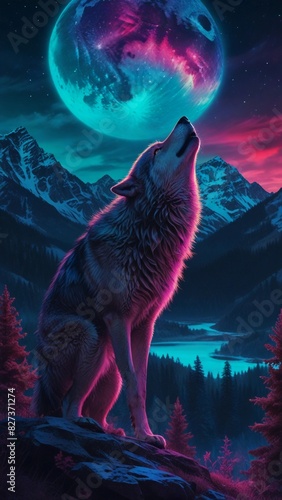 wolf howling at the moon