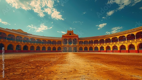 Empty round bullfight arena in Spain