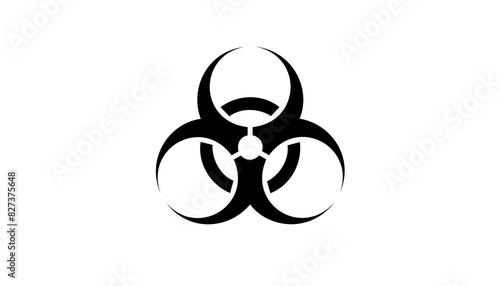 Black Biological Hazard Icon, warning sign on transparent background