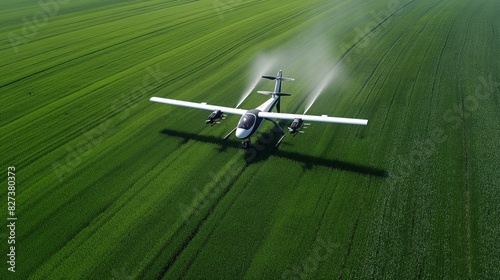 Mini Remote Aircraft sparing pesticides on agricultural field